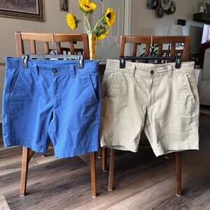 St. John's Bay Blue and Khaki Flat-Front Cotton Blend Shorts Size 34! Great deal